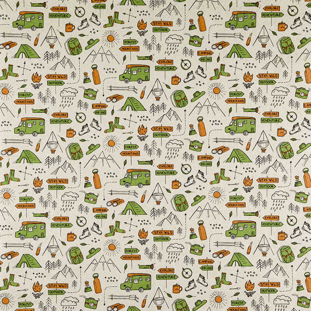 Eco Paper Napkins 33cm, Time for Camping image 1